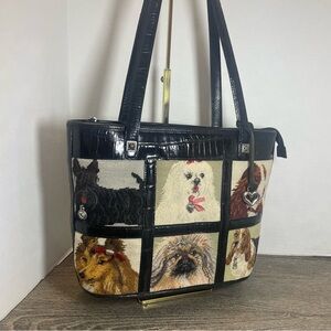 Brighton Black and Cream Shoulder Bag with Dog Design